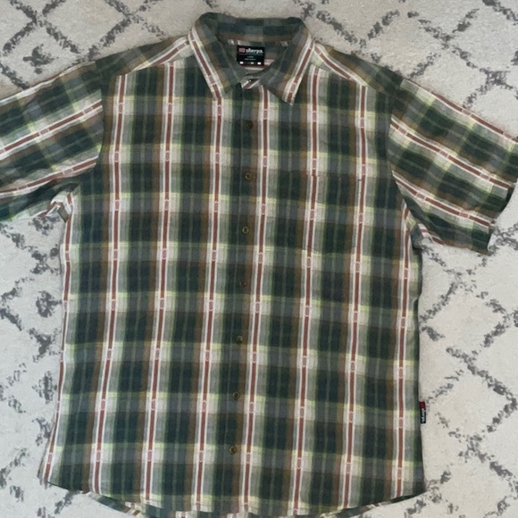 Sherpa Adventure Gear Men’s SETI casual plaid button up, short sleeve shirt. L - Picture 7 of 13